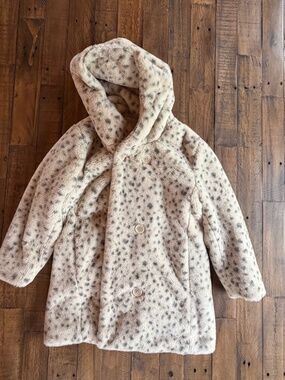 Thereabouts Faux Fur Leopard Coat Girls Hooded Jacket - Multiple Sizes